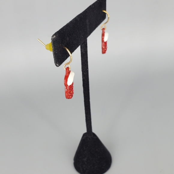 Red Mittens Red Rhinestone Earrings - Picture 5 of 7